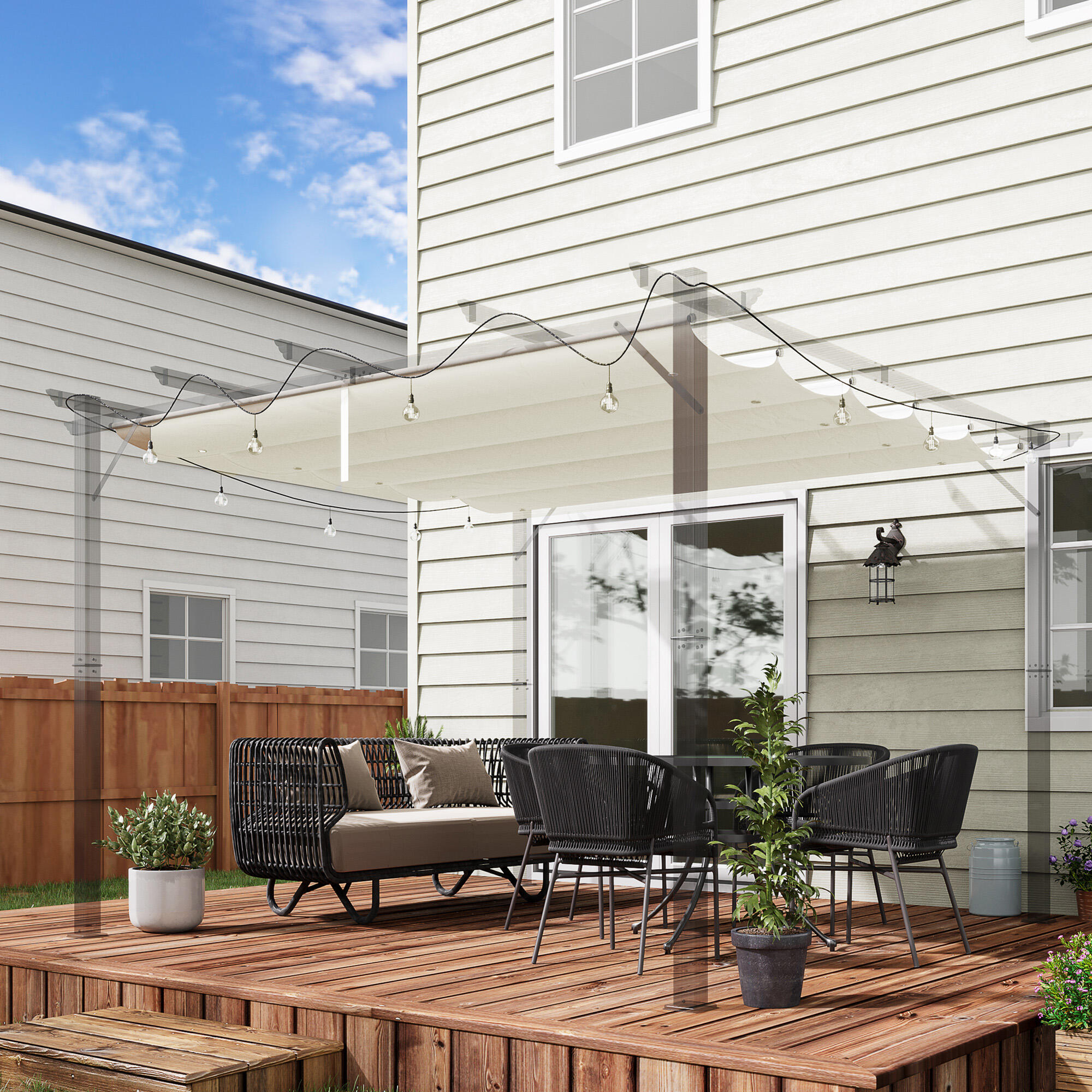 Cobertura para pérgola 250x255x6 cm creme branco Outsunny 2/7