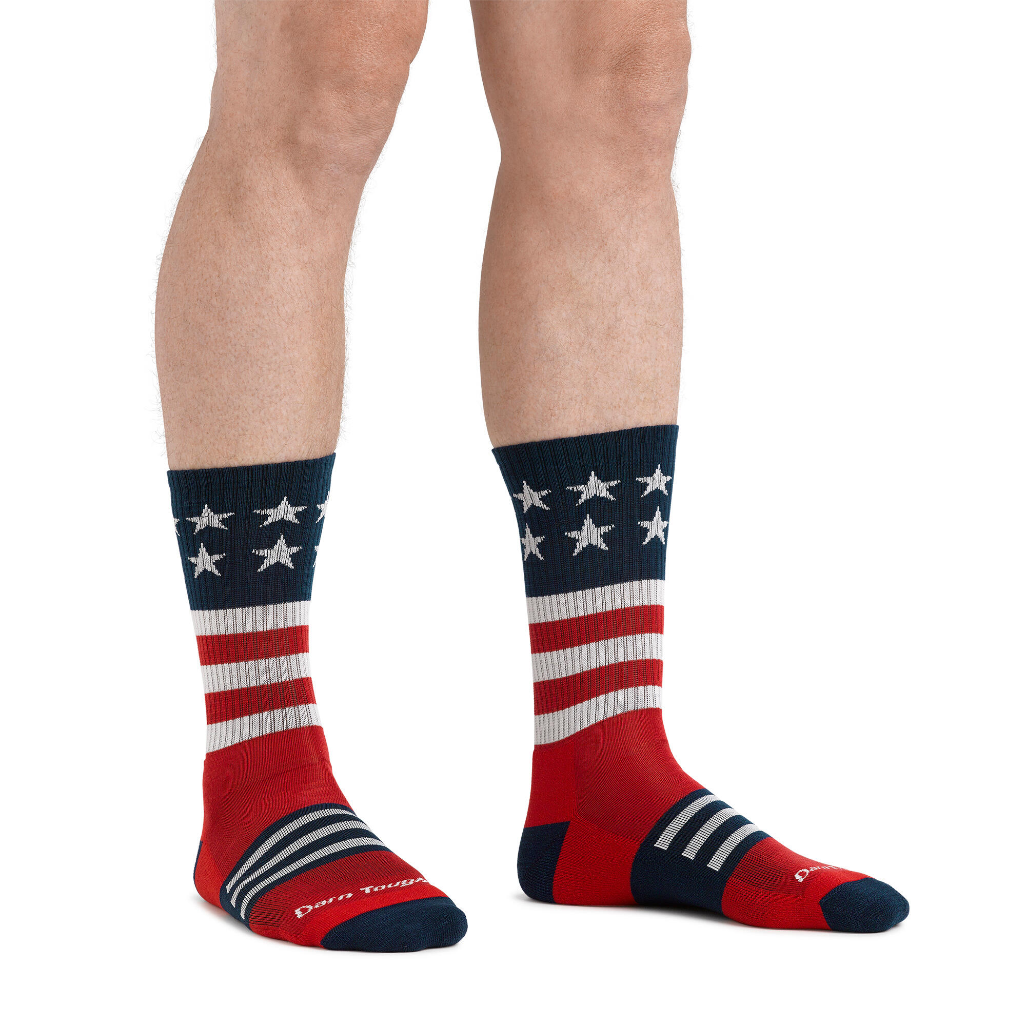 Mens Captain Stripe US Flag Crew Lightweight Hiking Merino Wool Socks 3/5