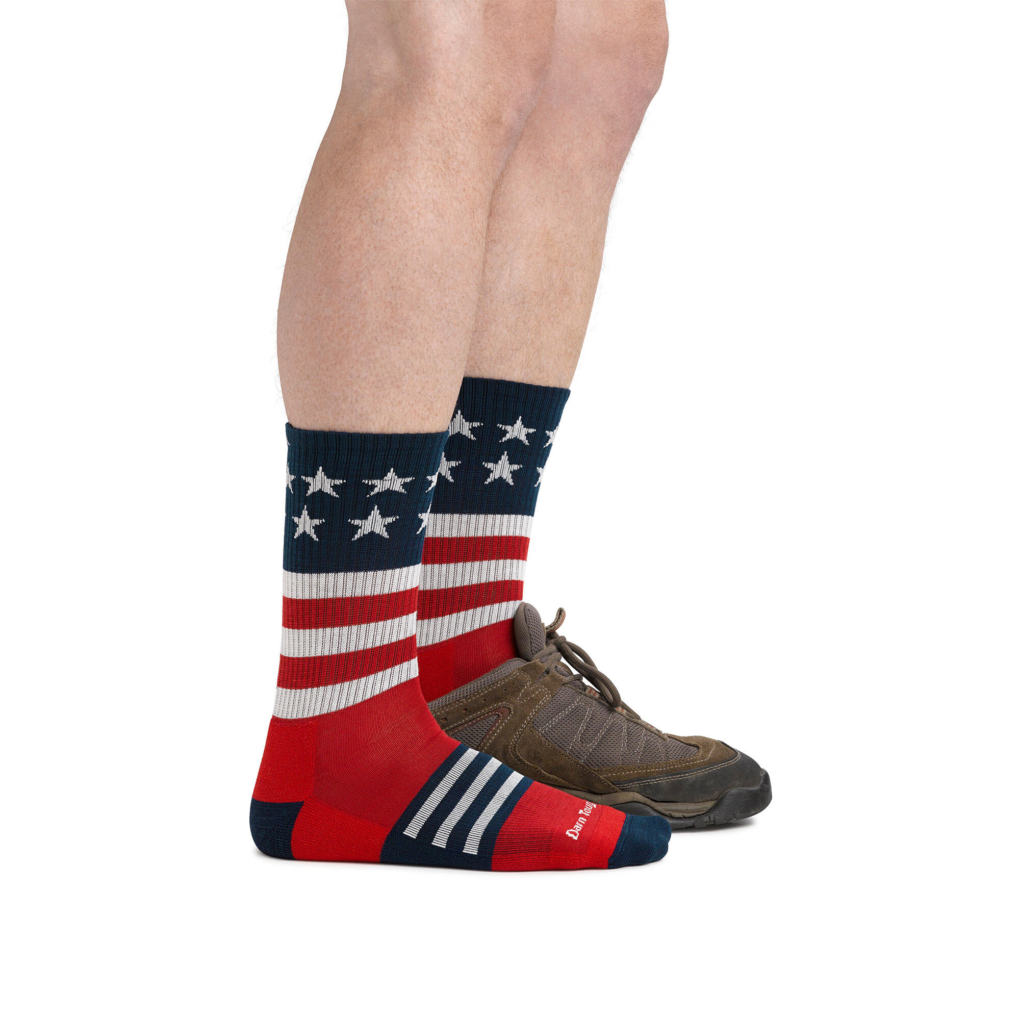 Mens Captain Stripe US Flag Crew Lightweight Hiking Merino Wool Socks 2/5