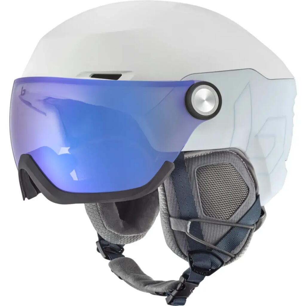 V-RYFT PURE Unisex Visor Ski Helmet - Matte Pearl/Photochromic Blue
