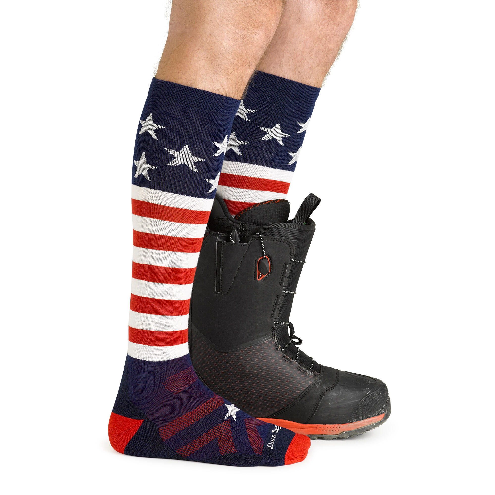 Darn Tough Chaussettes Homme Mi-Mollet Ski Snowboard Motif Drapeau US Laine 2/5