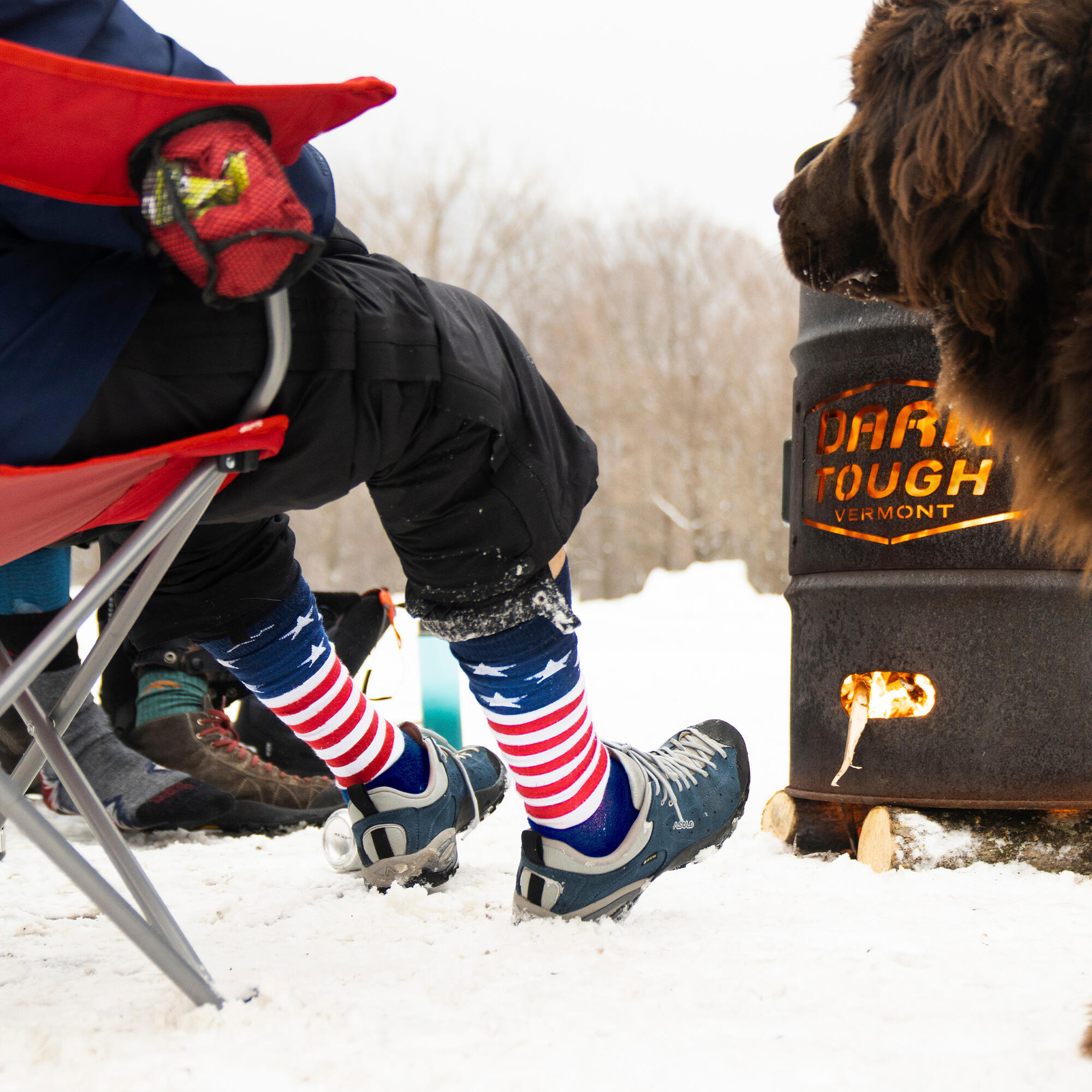 Darn Tough Chaussettes Homme Mi-Mollet Ski Snowboard Motif Drapeau US Laine 4/5