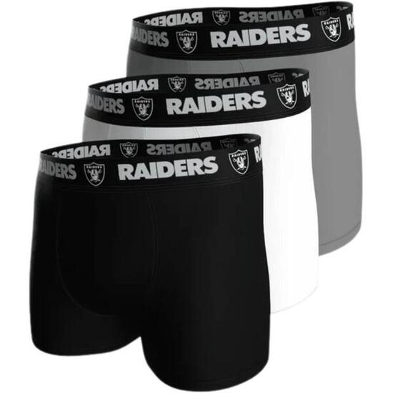 NFL Las Vegas Raiders 3-Pack 95% Cotton Boxers | Black/White/Grey Size XXL