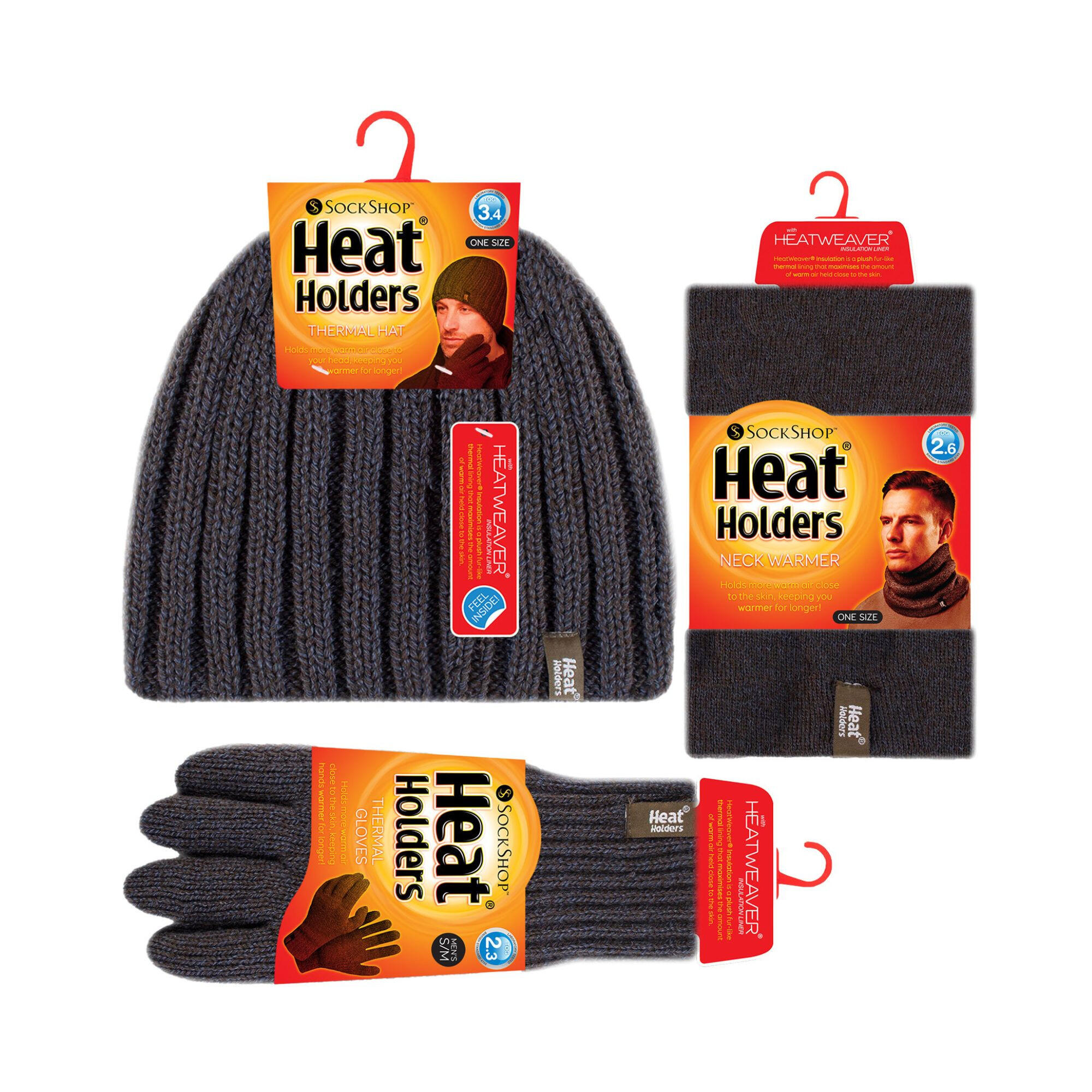 Heat Holders - Set di 3 Paia: Berretto Cappello Scaldacollo e Guanti Uomo 2/5
