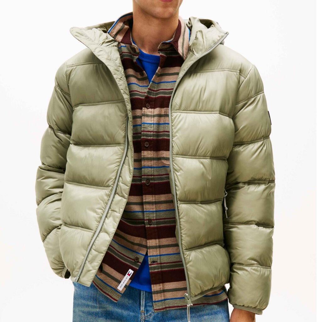 Jackett Tommy Jeans Modell Tjm Hooded Logo Puffer E Farbe Grün