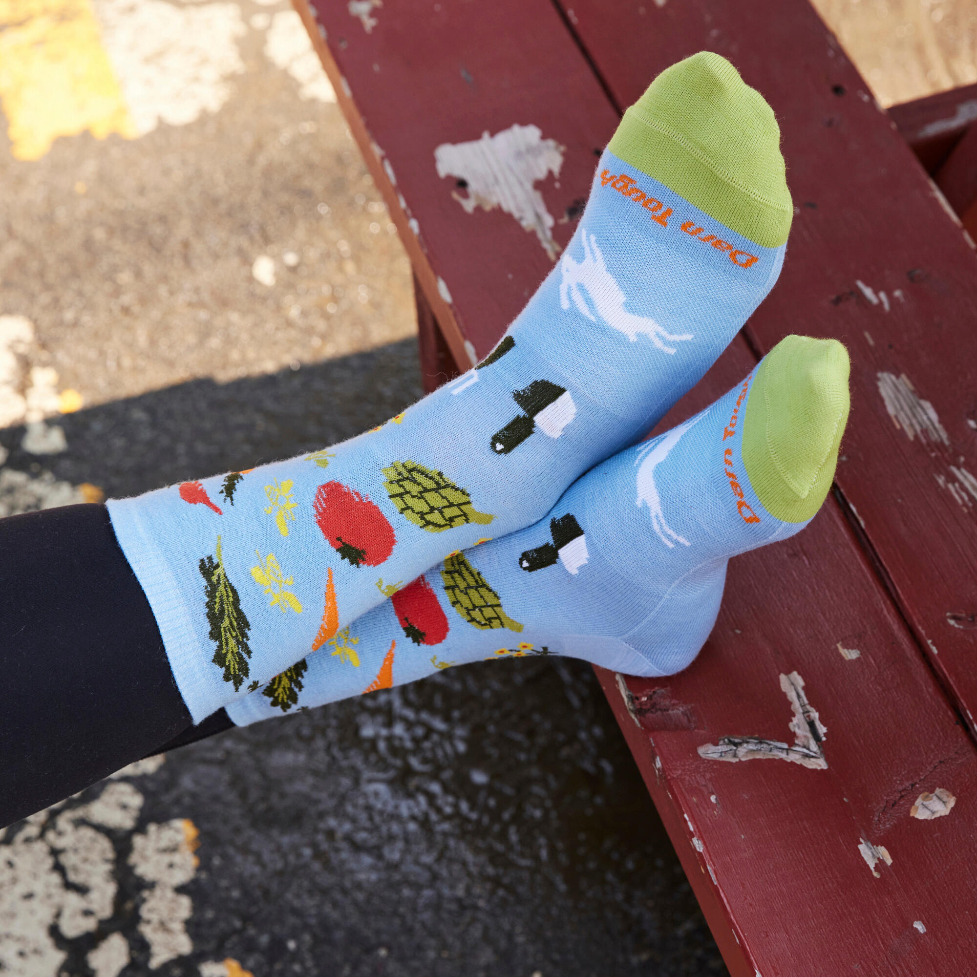 Ladies Vegetable Patterned Lightweight Merino Wool Crew Socks 3/5