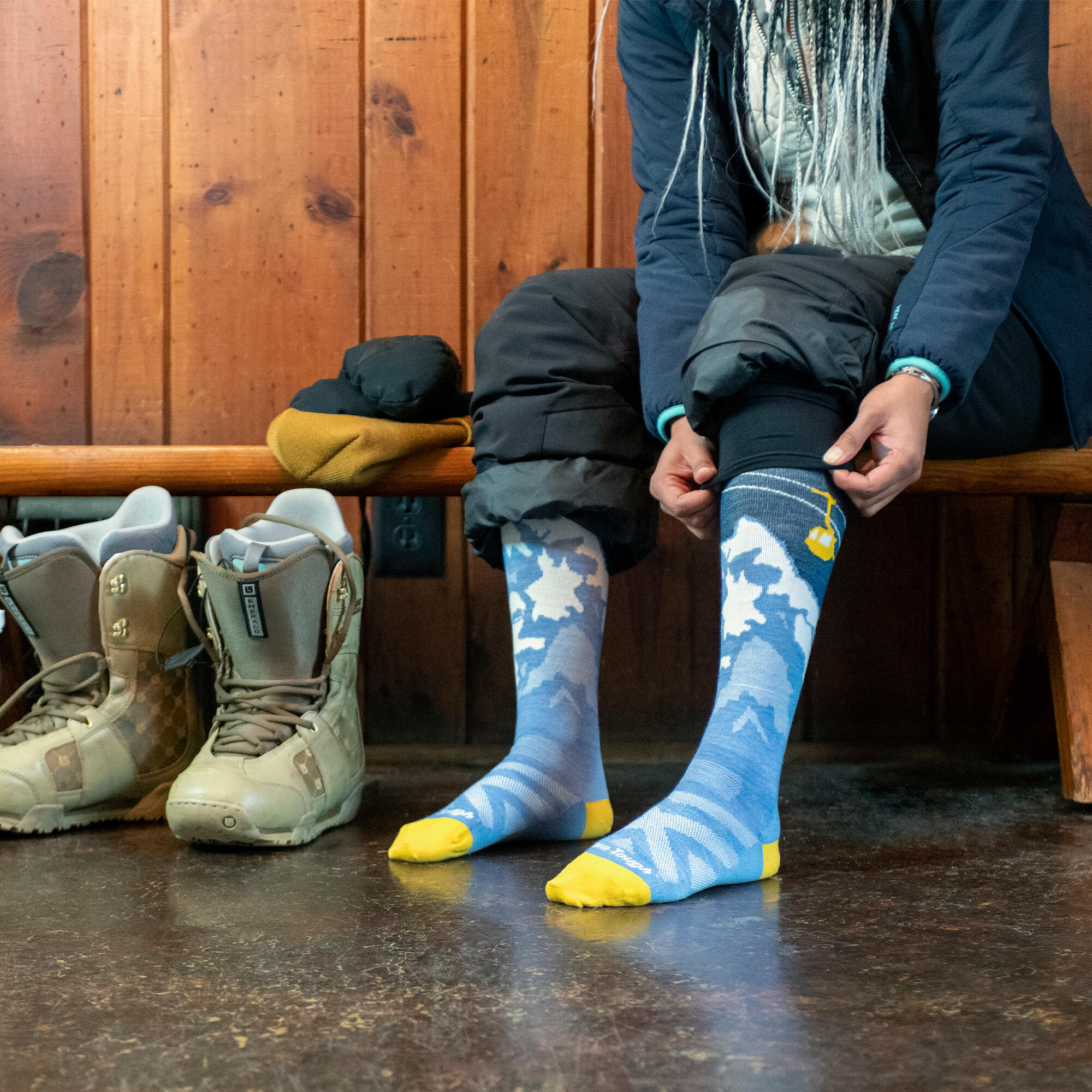 Darn Tough Chaussettes Femme Mi-Mollet Motif Légères Ski Snowboard Laine 4/5