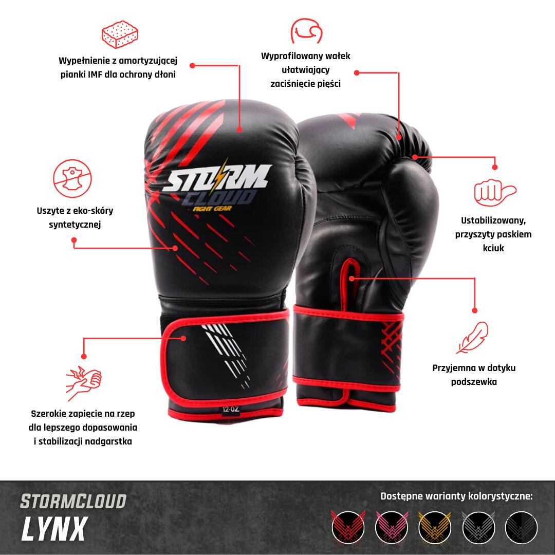 Rękawice bokserskie dziecięce StormCloud Lynx czarno-szare 6oz 2/7