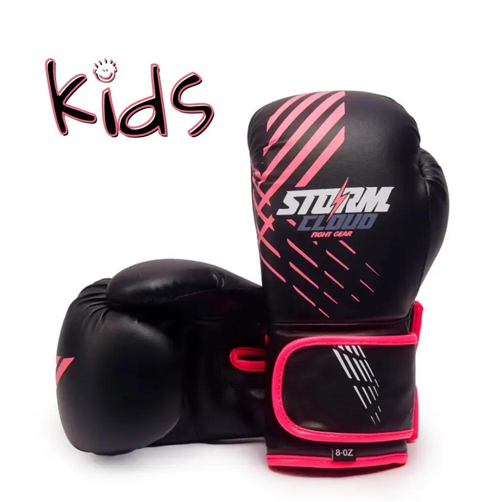 StormCloud Lynx Kids Boxing Gloves Black/Pink 6oz