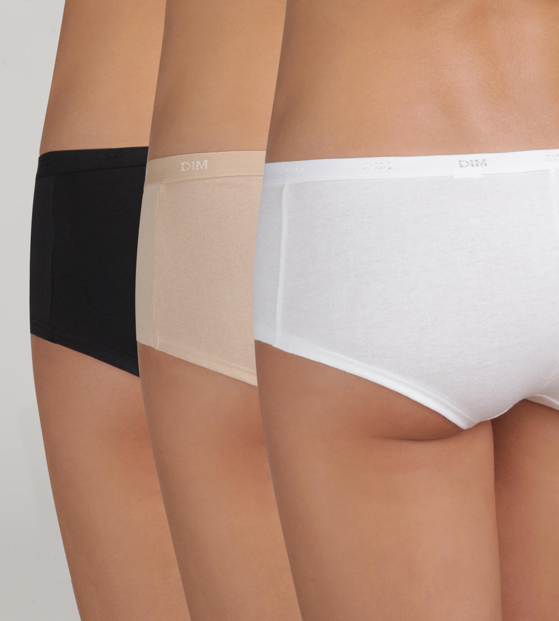 Conjunto de 3 Boxers feminino DIM Coton Stretch Pockets Eco 2/3