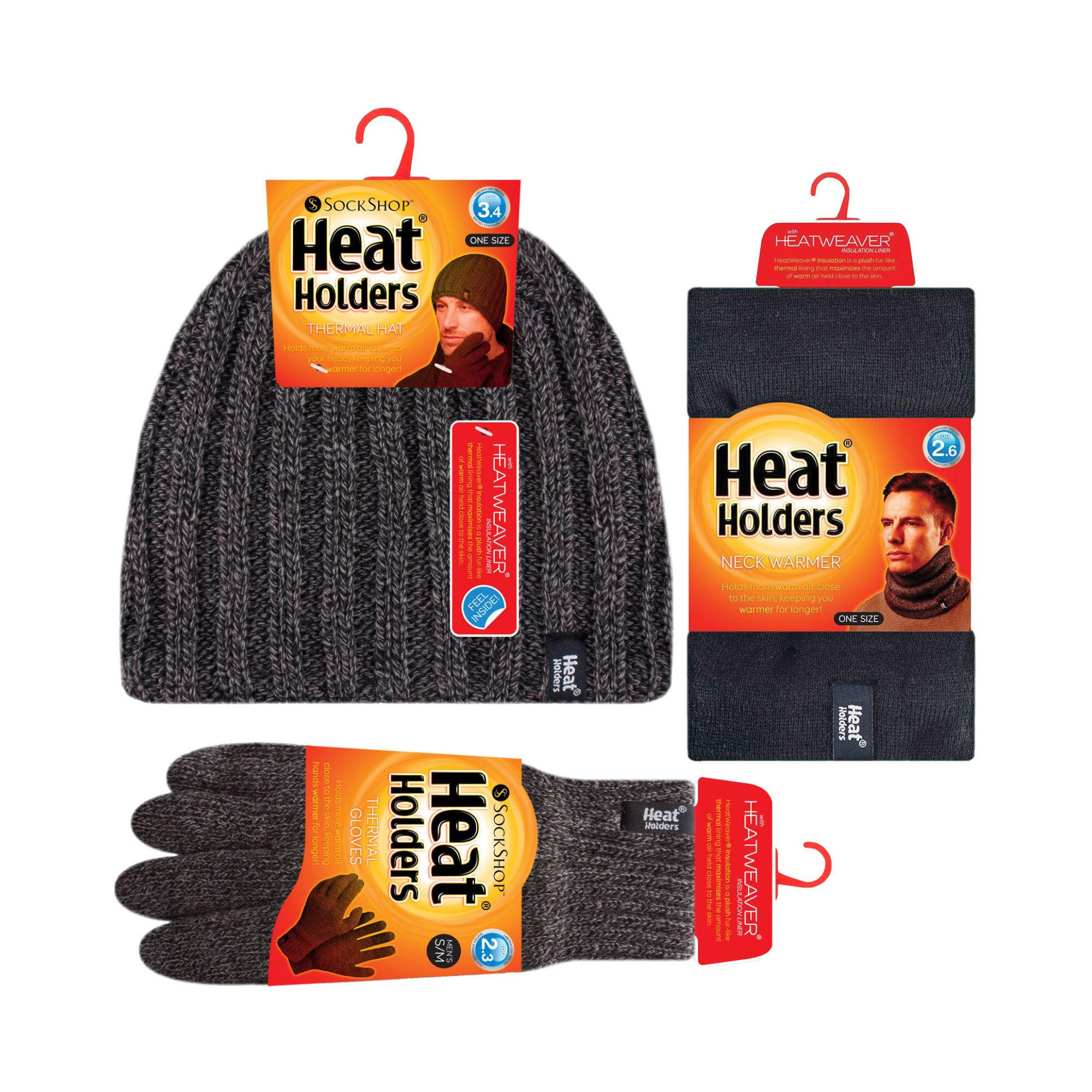 Heat Holders - Set di 3 Paia: Berretto Cappello Scaldacollo e Guanti Uomo 2/5