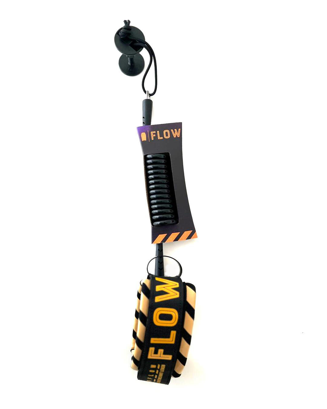 FLOW BODYBOARD STORE Leash Bodyboard 7mm, Bicep, Ultra-Leve, Preto/Tangerina