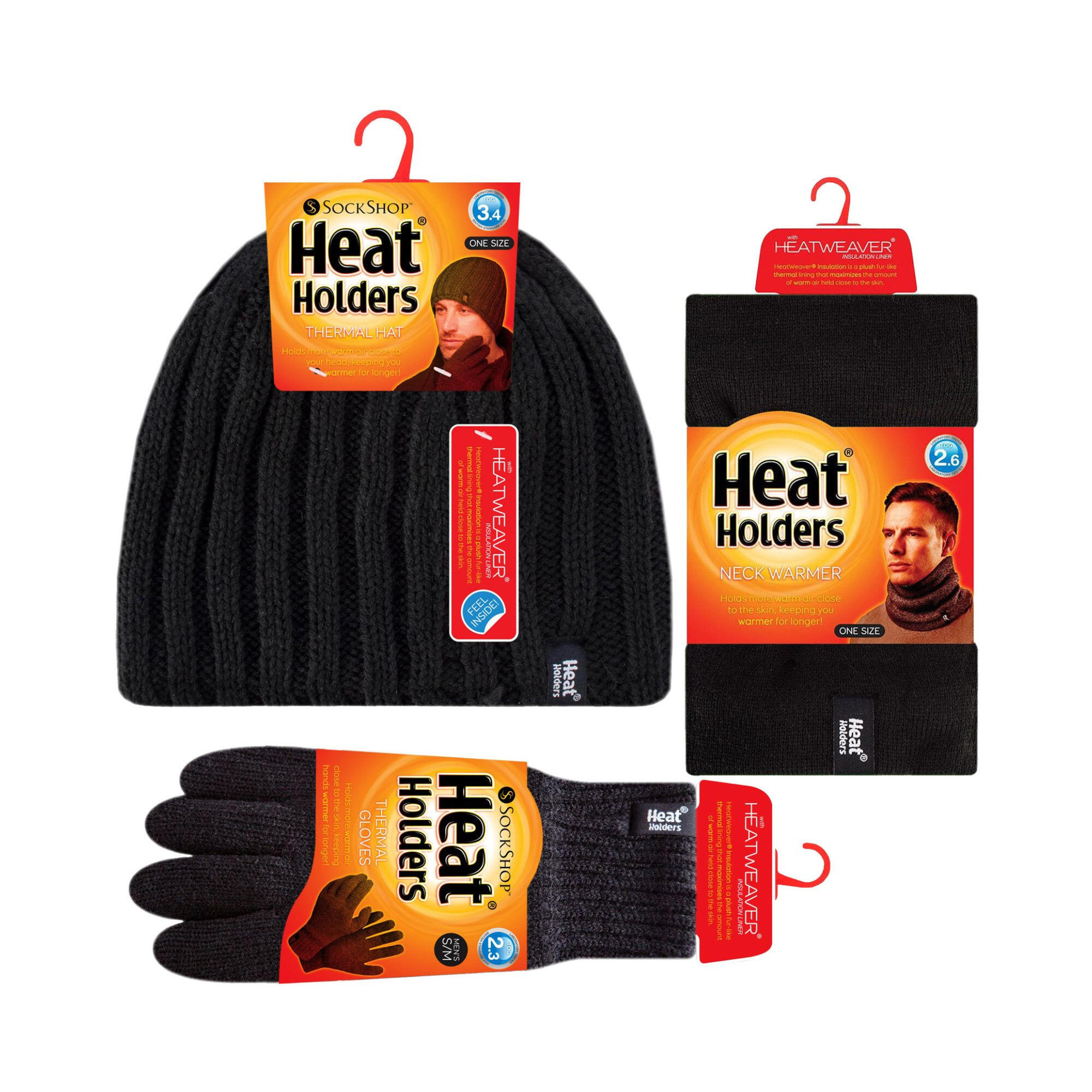Heat Holders - Set di 3 Paia: Berretto Cappello Scaldacollo e Guanti Uomo 2/5