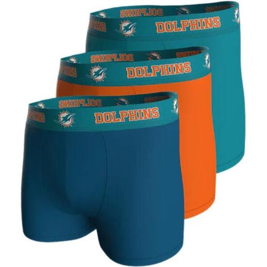 NFL Miami Dolphins 3-Pack 95% Cotton Boxers | Teal/Orange/Blue Size XXL