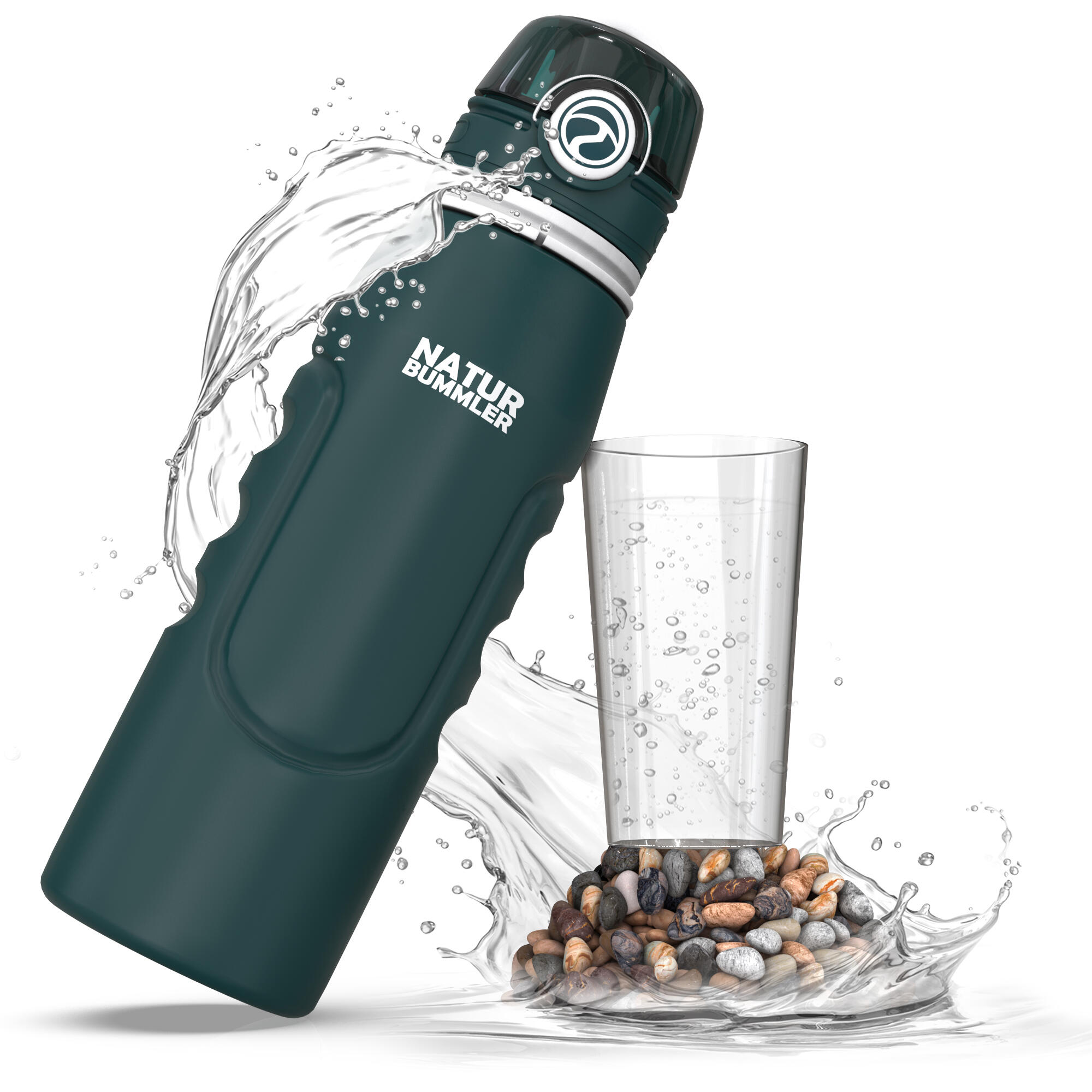 Wasserfilter Flasche [Co2-Neutral] inkl. Aufhänghaken + Faltfunktion 1/7