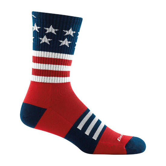 Darn Tough Chaussettes Homme Mi-Mollet Randonnée Motif Drapeau US Laine Mérinos