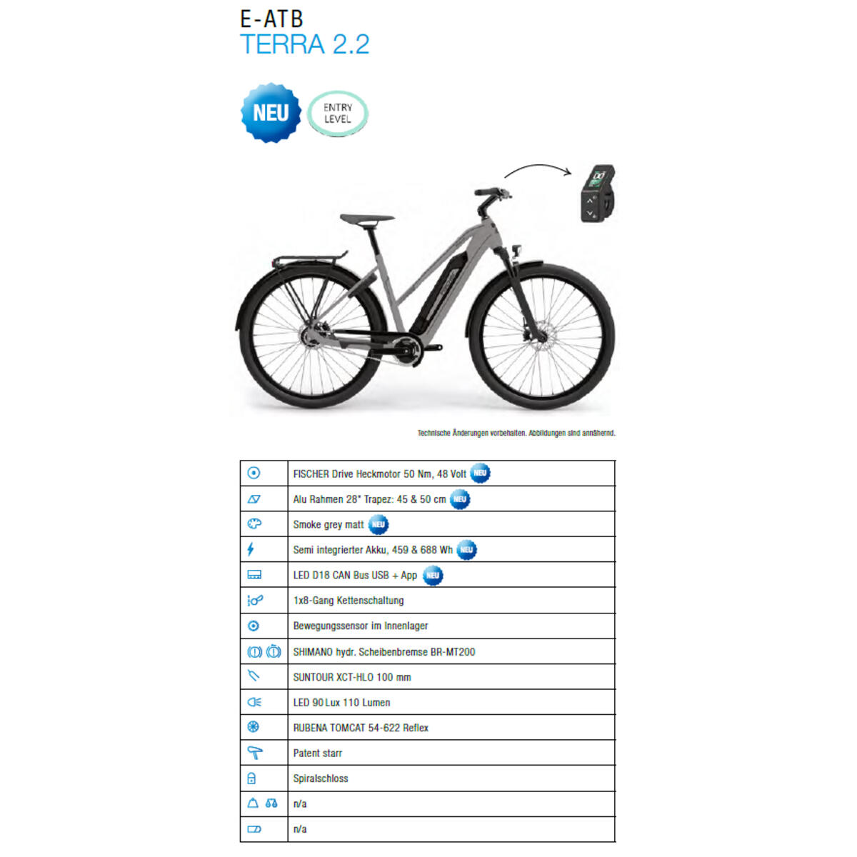FISCHER ATB E-Bike TERRA 2.2 ACTIVE - grau, 29 Zoll, RH 45 cm, 688 Wh 2/7