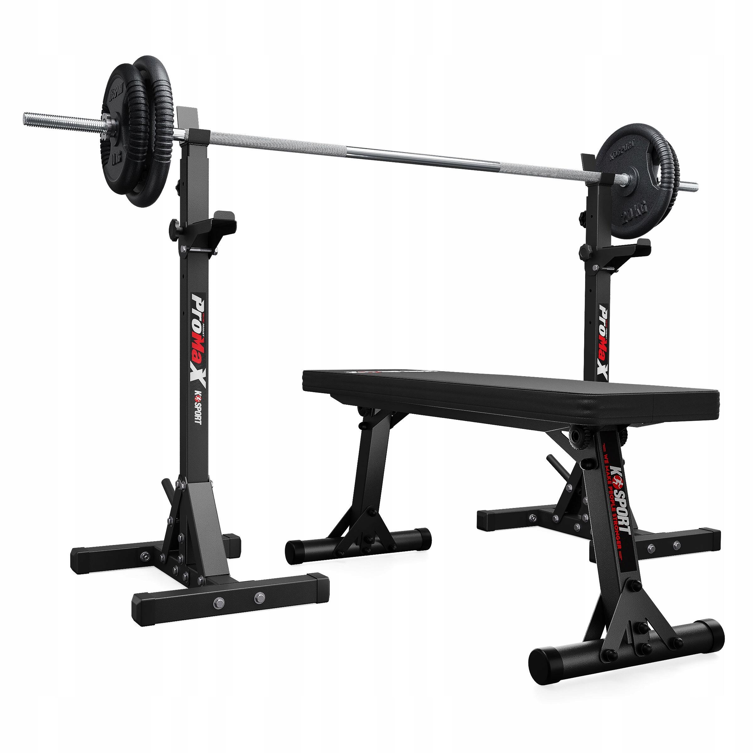 ZESTAW KSH076 STOJAKI (2SZT) TRENINGOWE + ŁAWKA SKŁADANA K-sport KSH076 4/7
