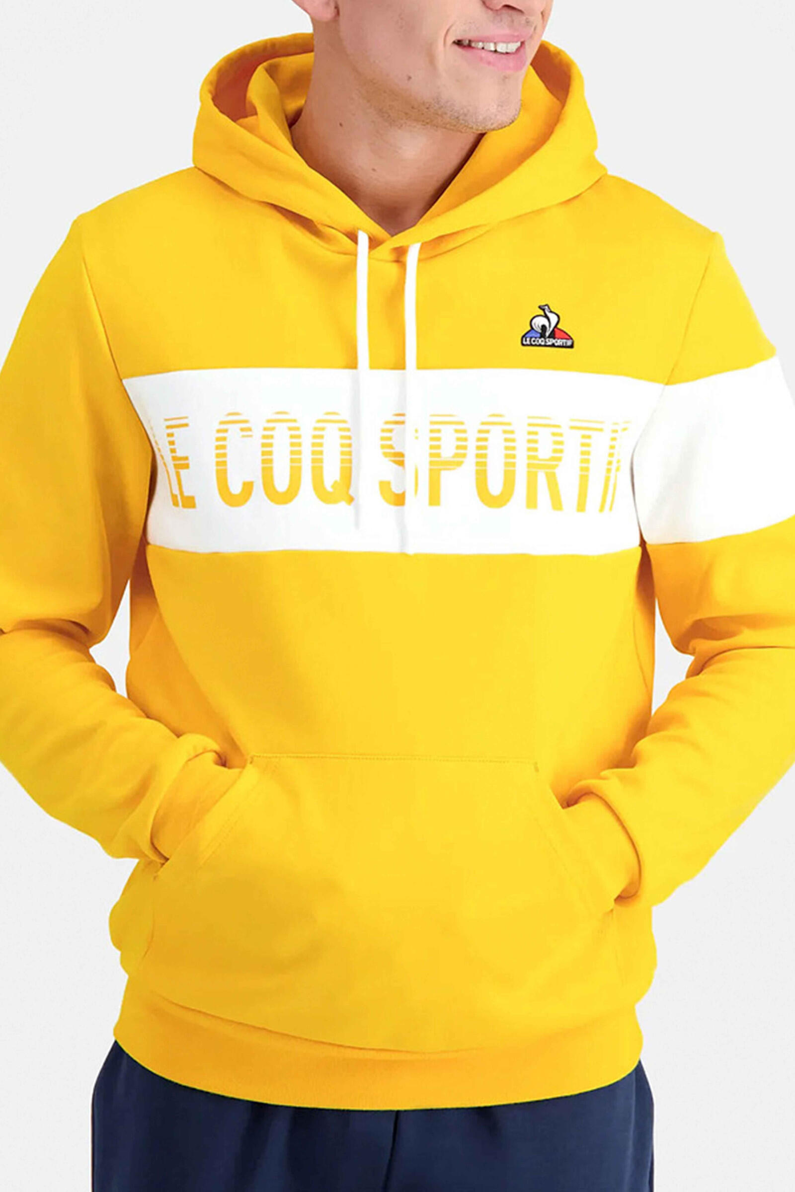 Le Coq Sportif Sudadera Con Capucha De Hombre Bah Nº1 Amarillo/blanco 3/4