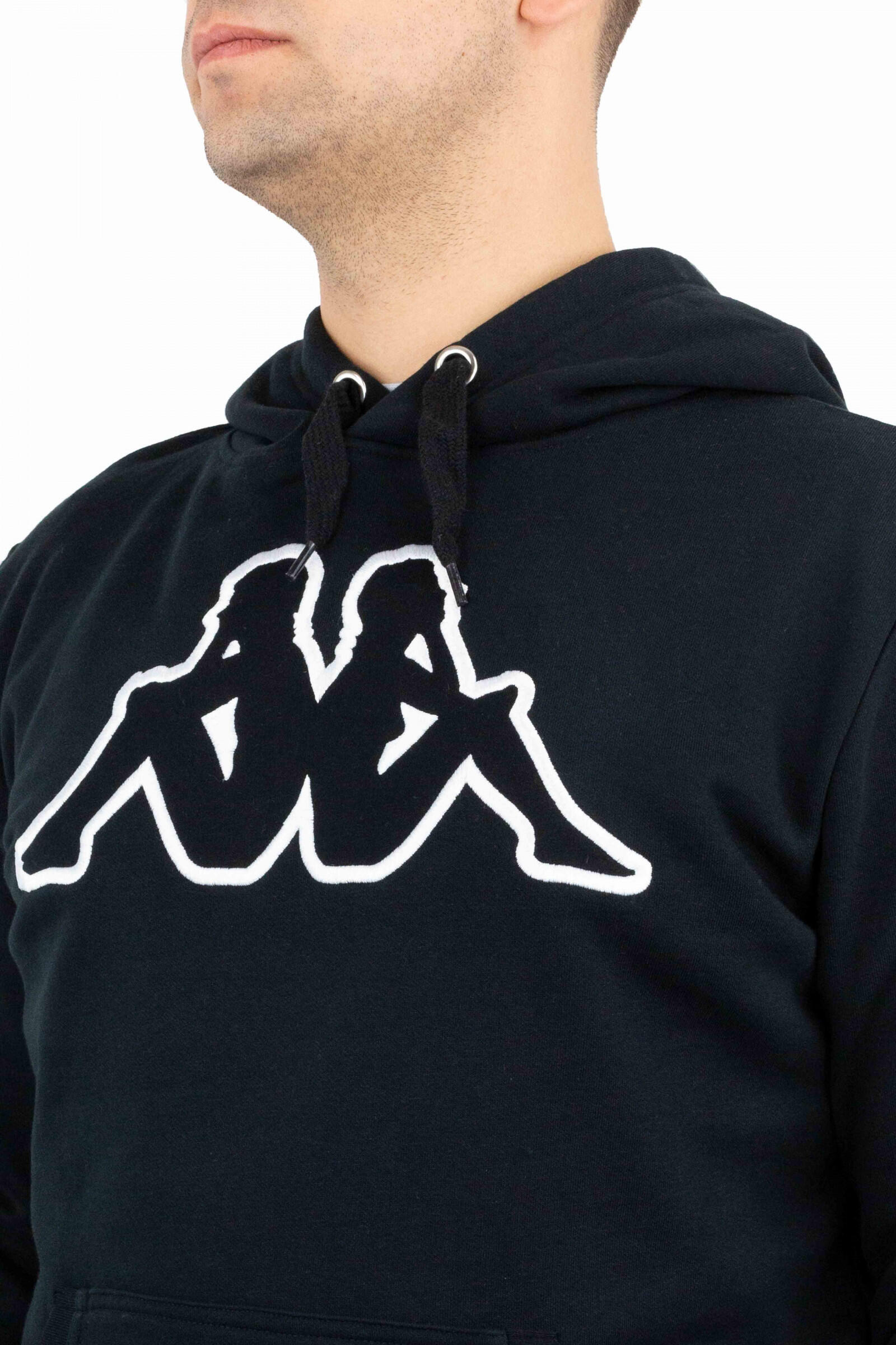 Felpa con cappuccio da uomo in cotone nero da sportivo 4/4