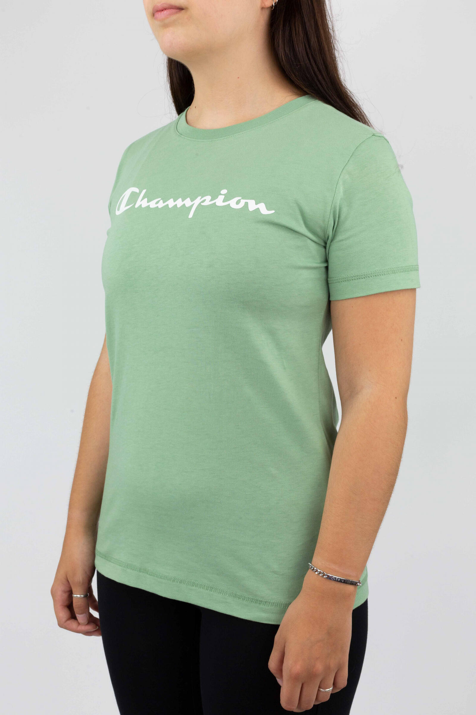 Champion Camiseta Champion Crew Neck Big Logo Verde 2/4