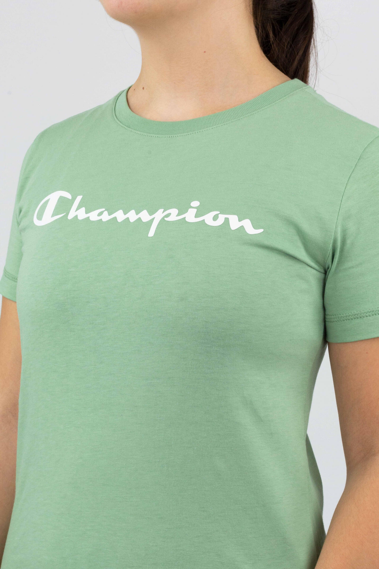 Champion Camiseta Champion Crew Neck Big Logo Verde 4/4