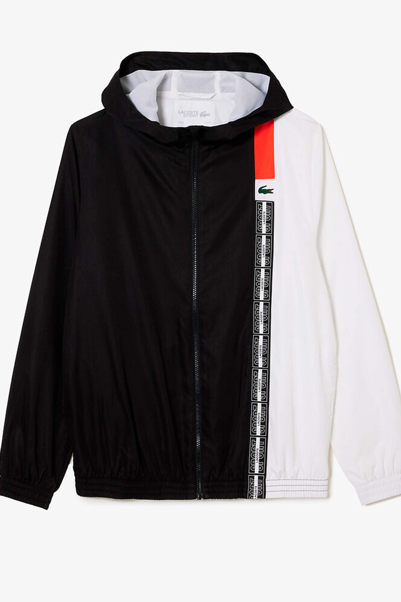 Lacoste Chaqueta Con Capucha Negro/blanco 3/4