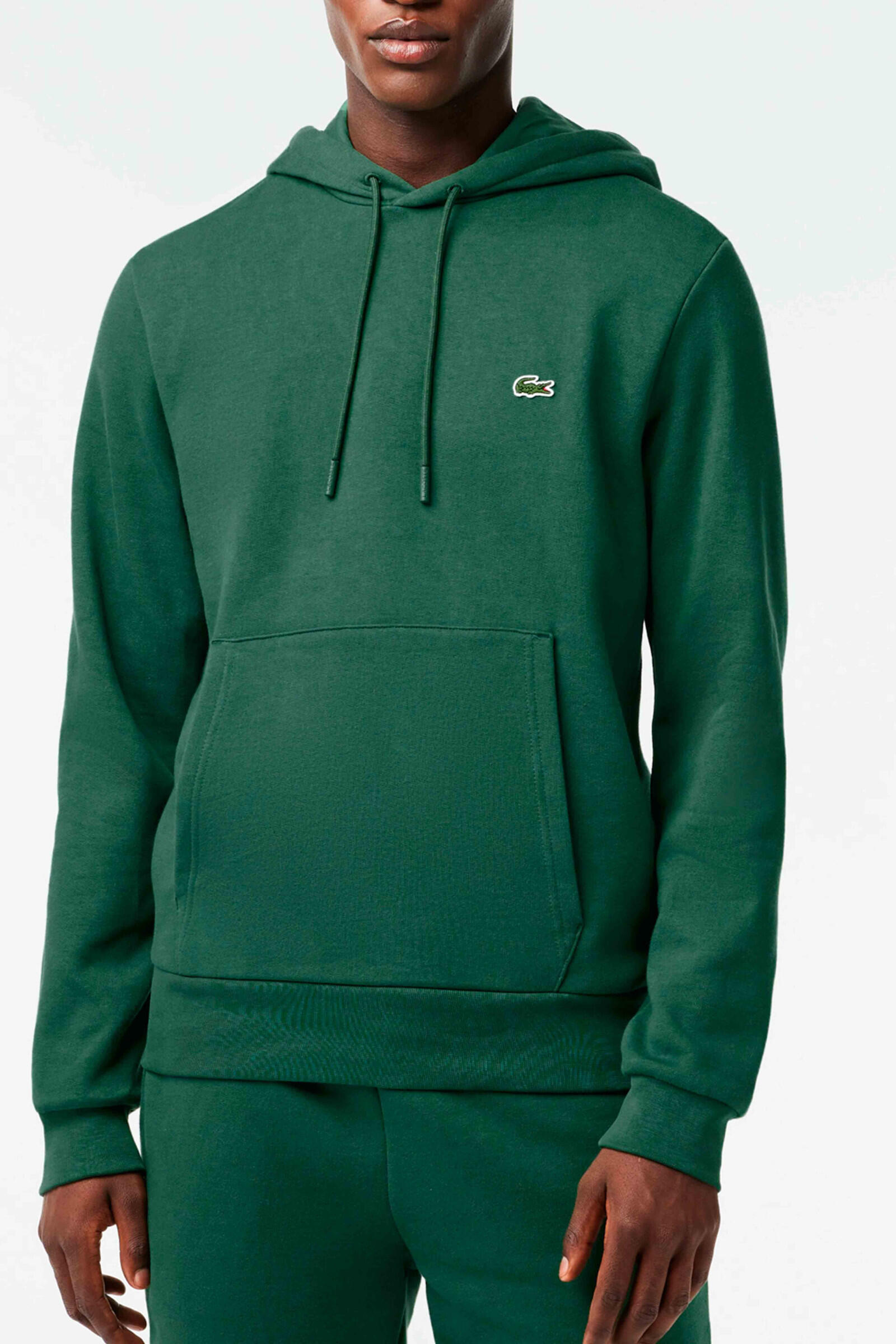 Lacoste Sudadera De Algodón Ecológico Con Capucha Verde Oscuro 3/4