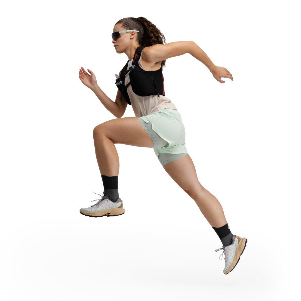 Calções de trail running 2 em 1 para mulher Caminhada Araroa Mint Verde 3/7