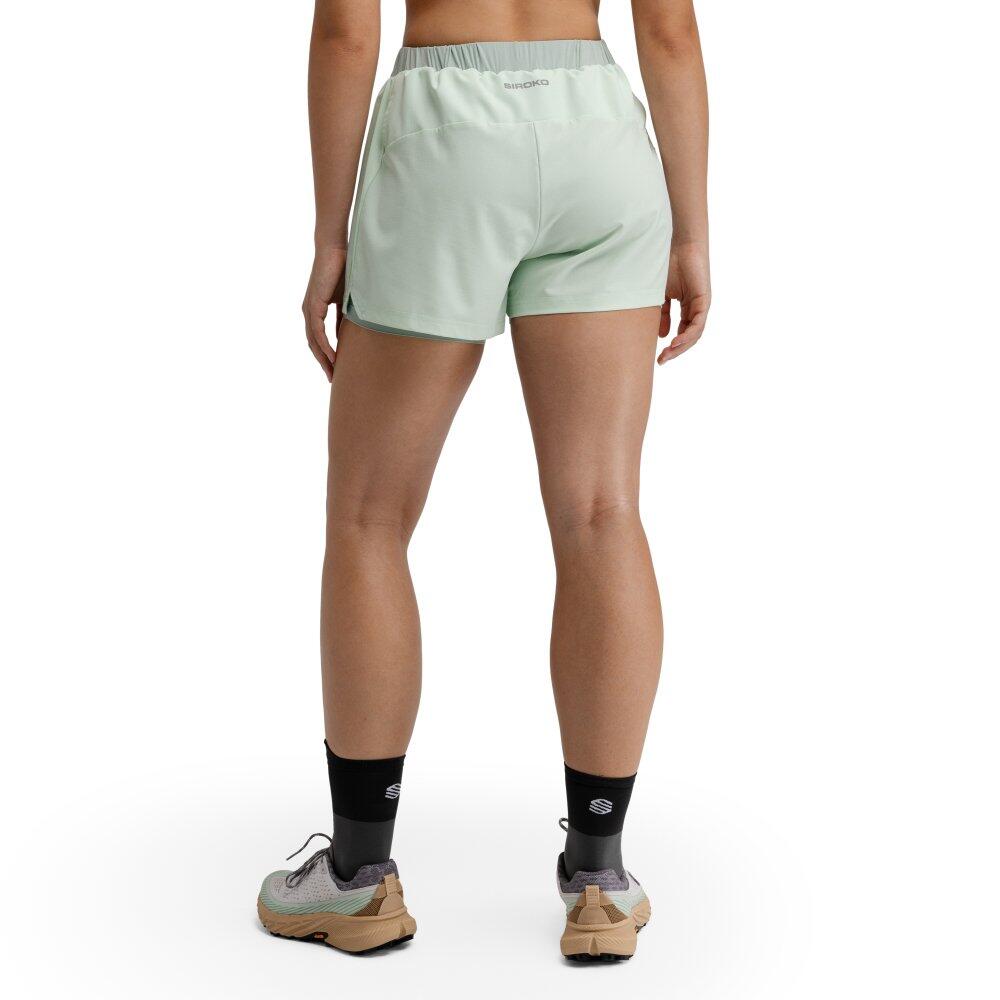 Calções de trail running 2 em 1 para mulher Caminhada Araroa Mint Verde 2/7