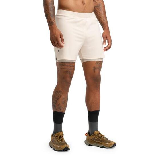 Men Hiking 's 2-in-1 trail running shorts Overland Stone Beige