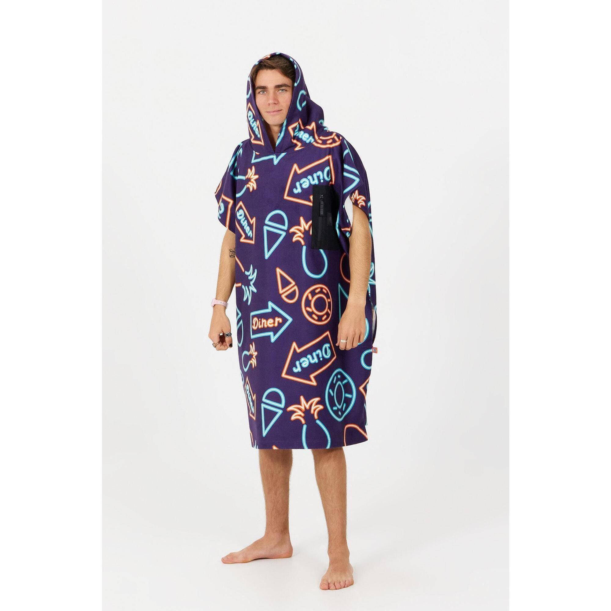 After Essentials - Poncho Surf Adulte - Tech Pocket - Neon - Serviette Poncho - Bleu - Taille Unique - Decathlon