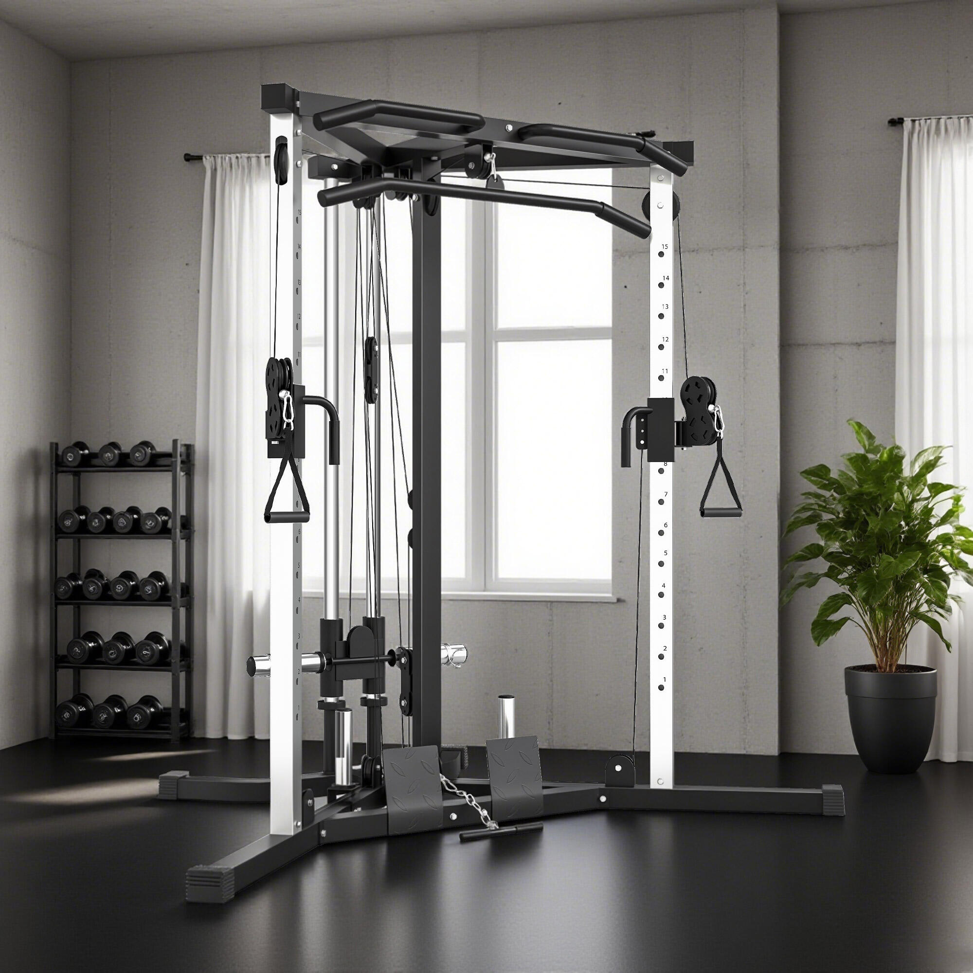 Máquina de multiestación de acero carga 120 kg SPORTNOW 170x139x200 cm negro 5/8