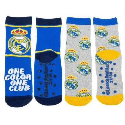 Chaussettes antidérapantes d'hiver Real Madrid, lot de 2, multicolores