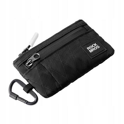 Rockbros 1000D Nylon Geldbeutel mit Karabiner, Schwarz, Outdoor-tauglich