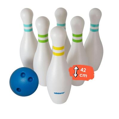 XXL Bowling Set mit 6 Pins (42 cm groß) - riesiges Kegelspiel für Kinder ab 3