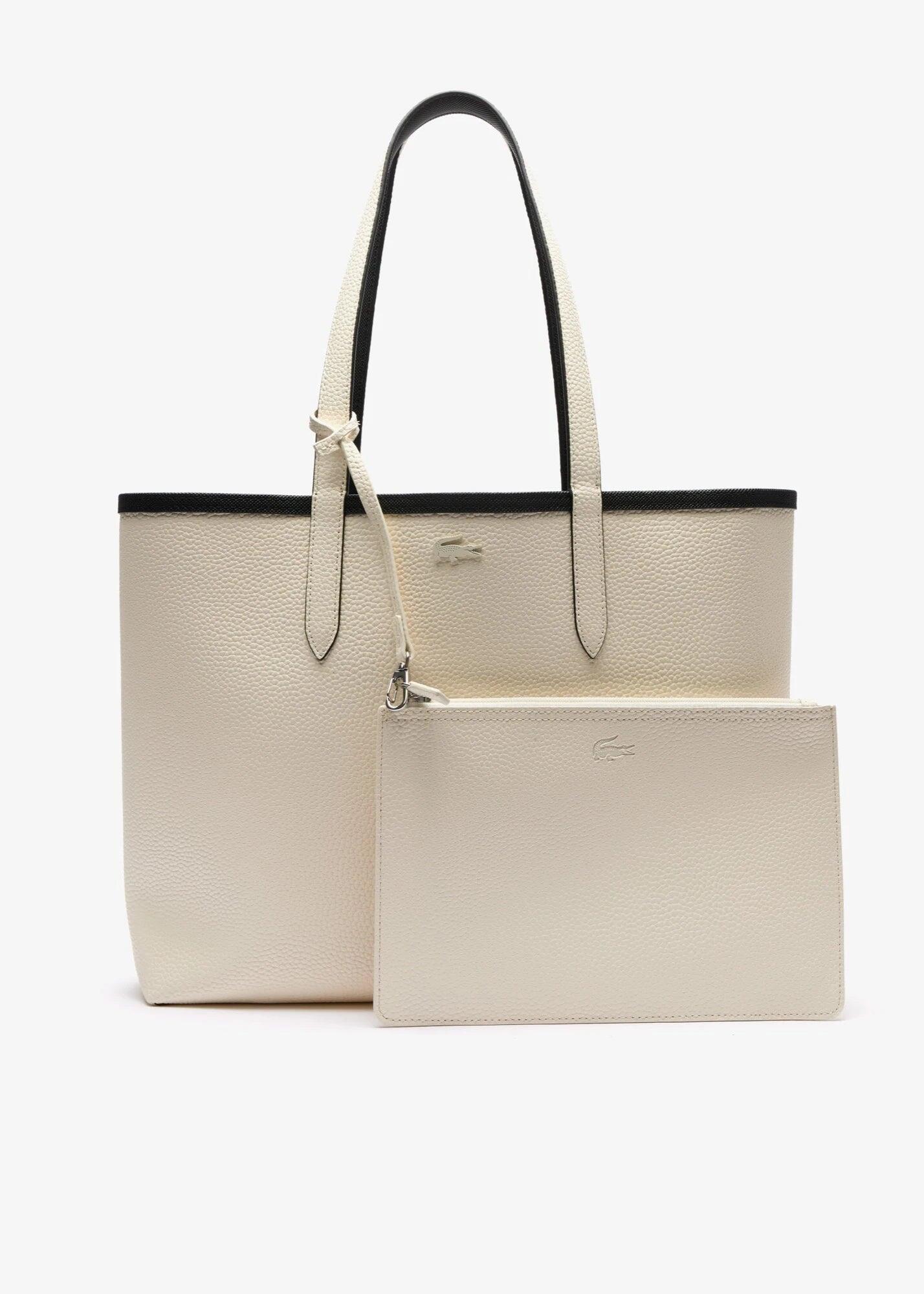Bolso Tote Negro Lacoste Anna Reversible con Estuche Noir Farine 2/7
