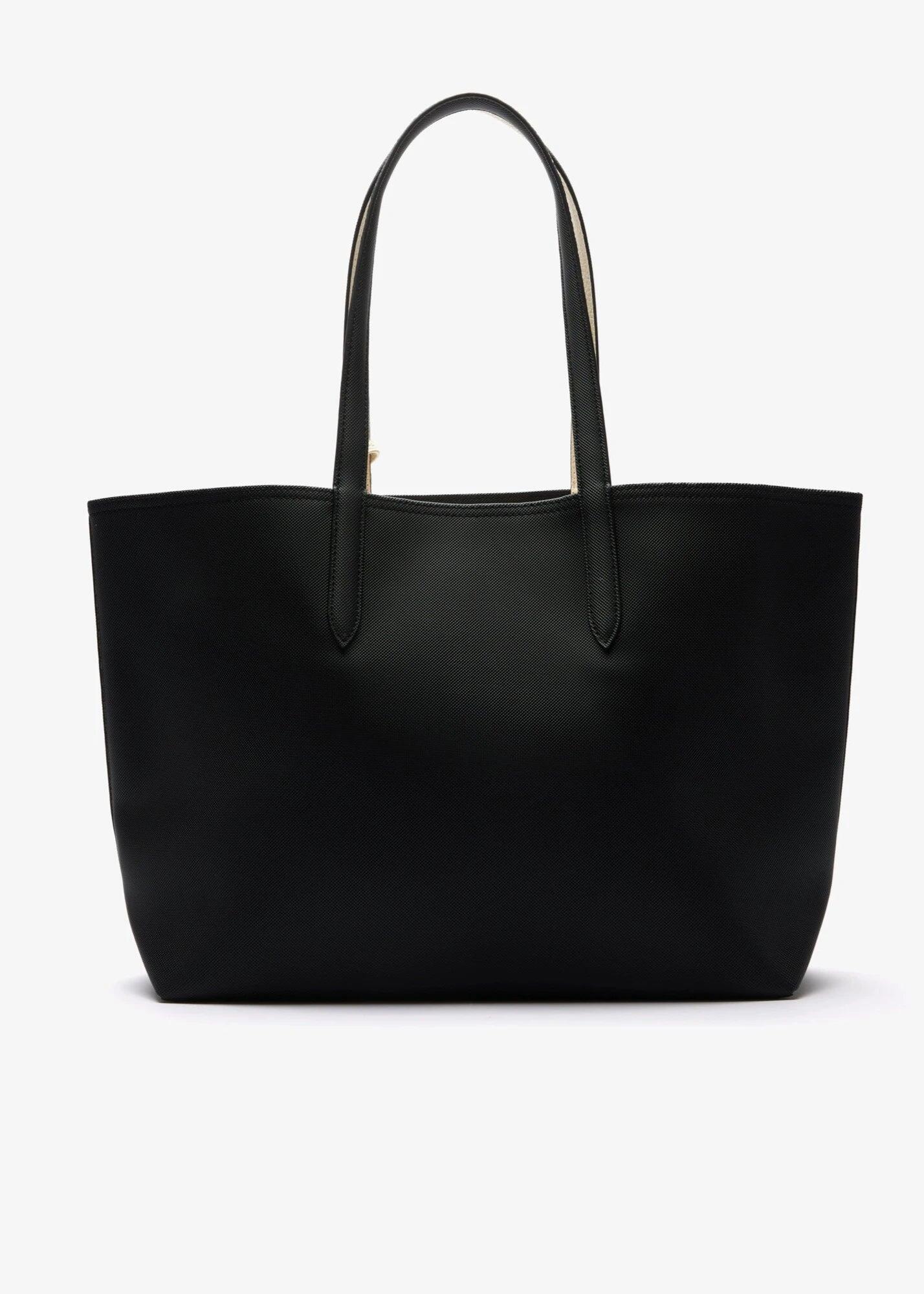 Bolso Tote Negro Lacoste Anna Reversible con Estuche Noir Farine 7/7
