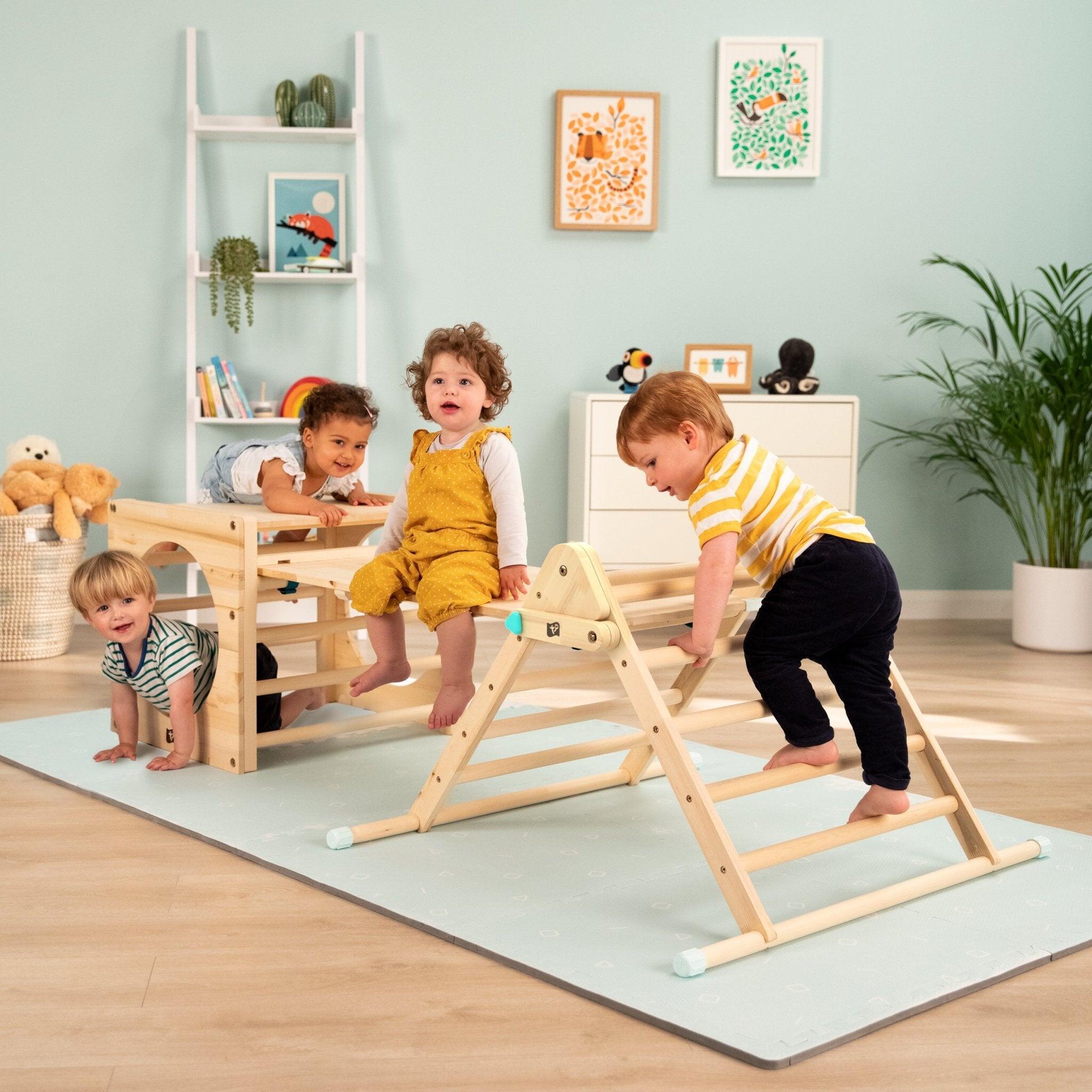 Cubo da arrampicata con triangolo e scivolo MONTESSORI marrone FSC® 2/5