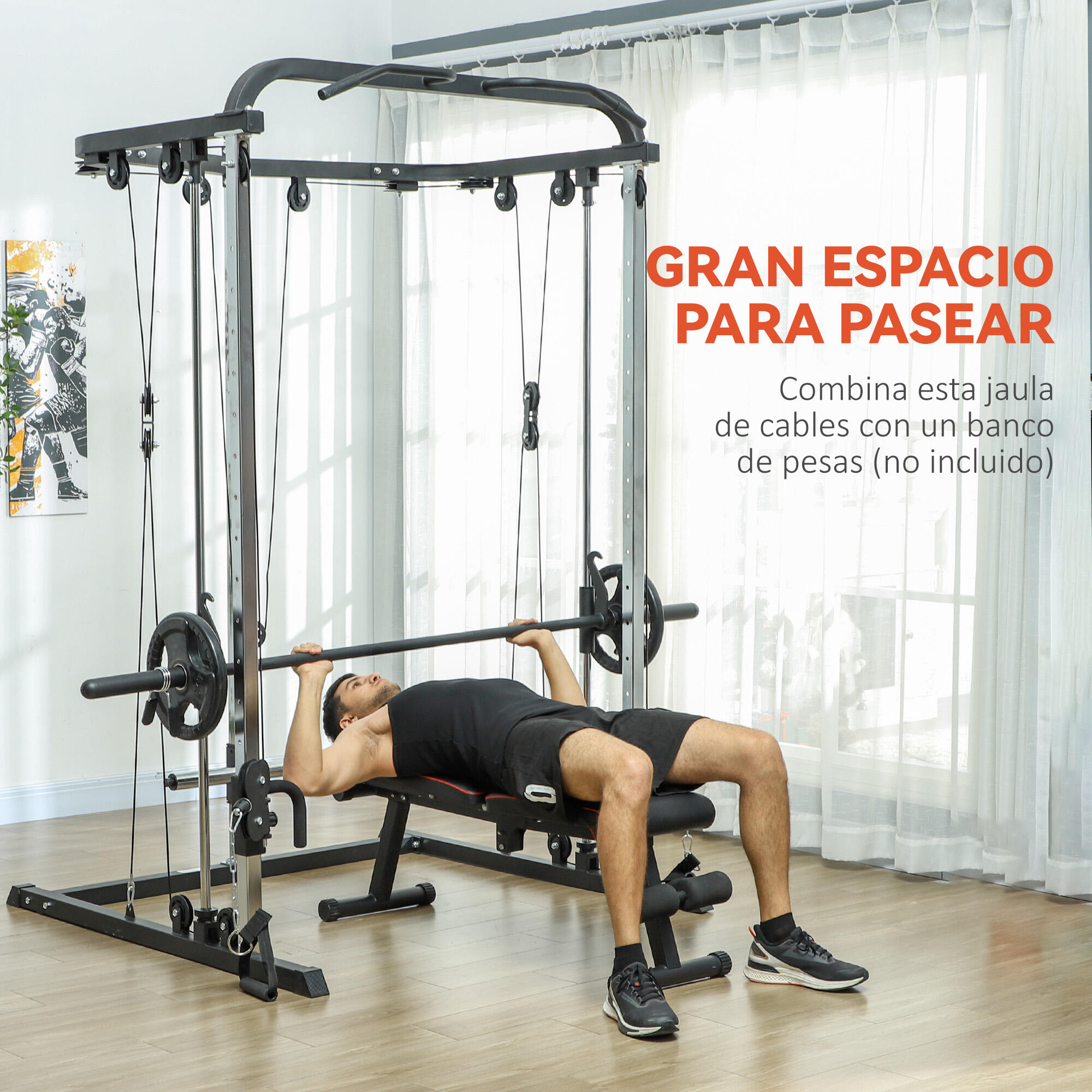 Máquina multi estação 210x132x225 cm preto SPORTNOW 4/7