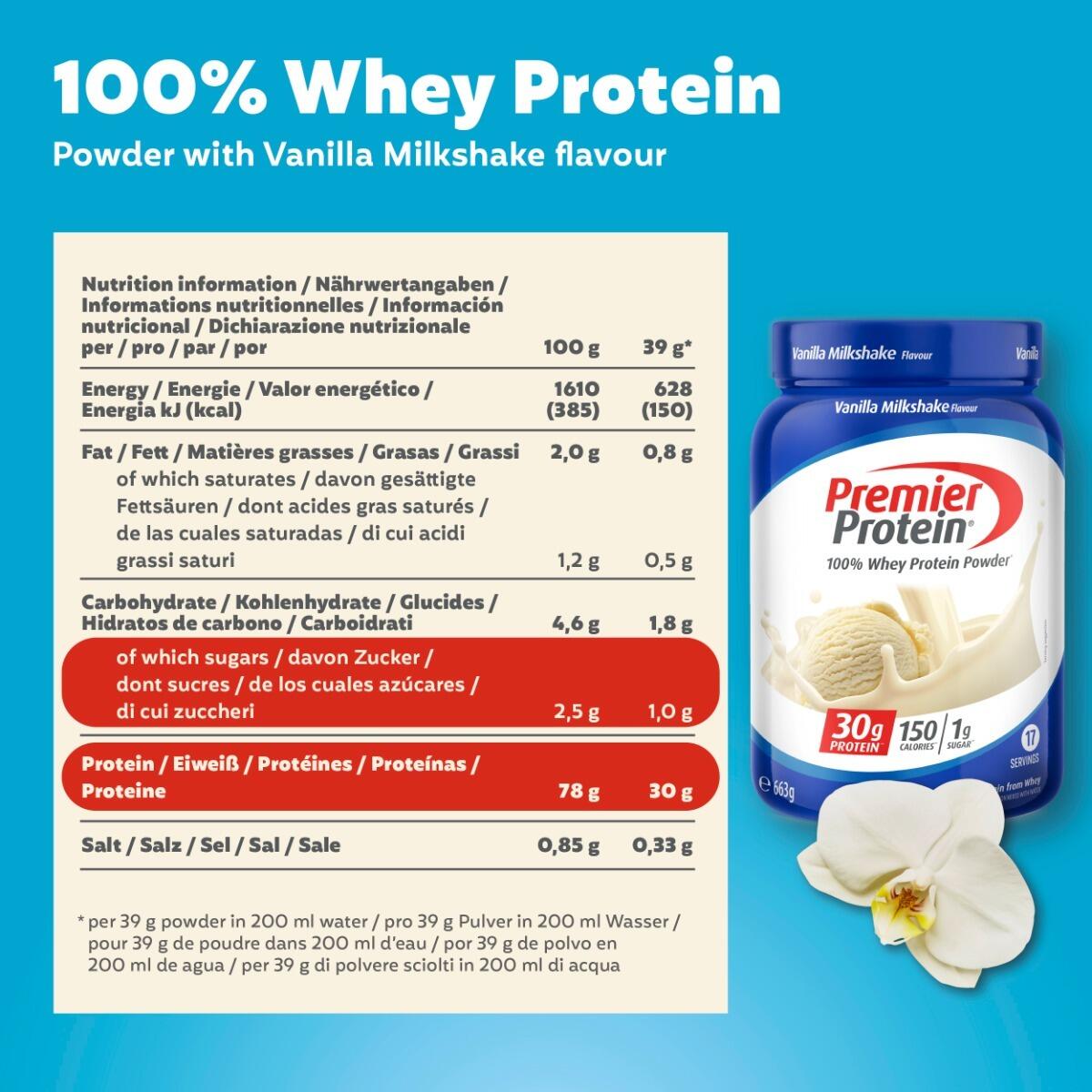 100% Whey Protein Powder 663g Vanilla Milkshake 6/6