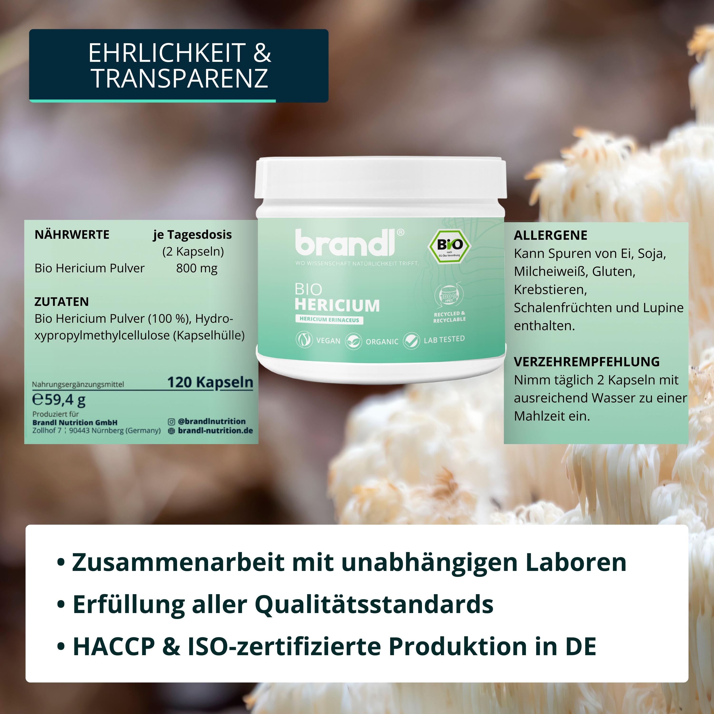 brandl® Bio Lions Mane (Hericium Erinaceus) Vitalpilz 2/6