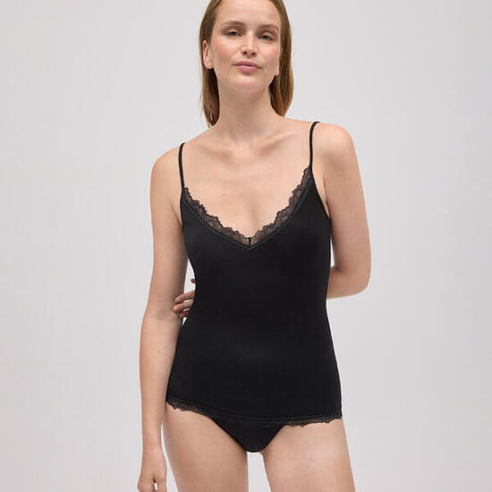 Camiseta interior tirantes bambú negro