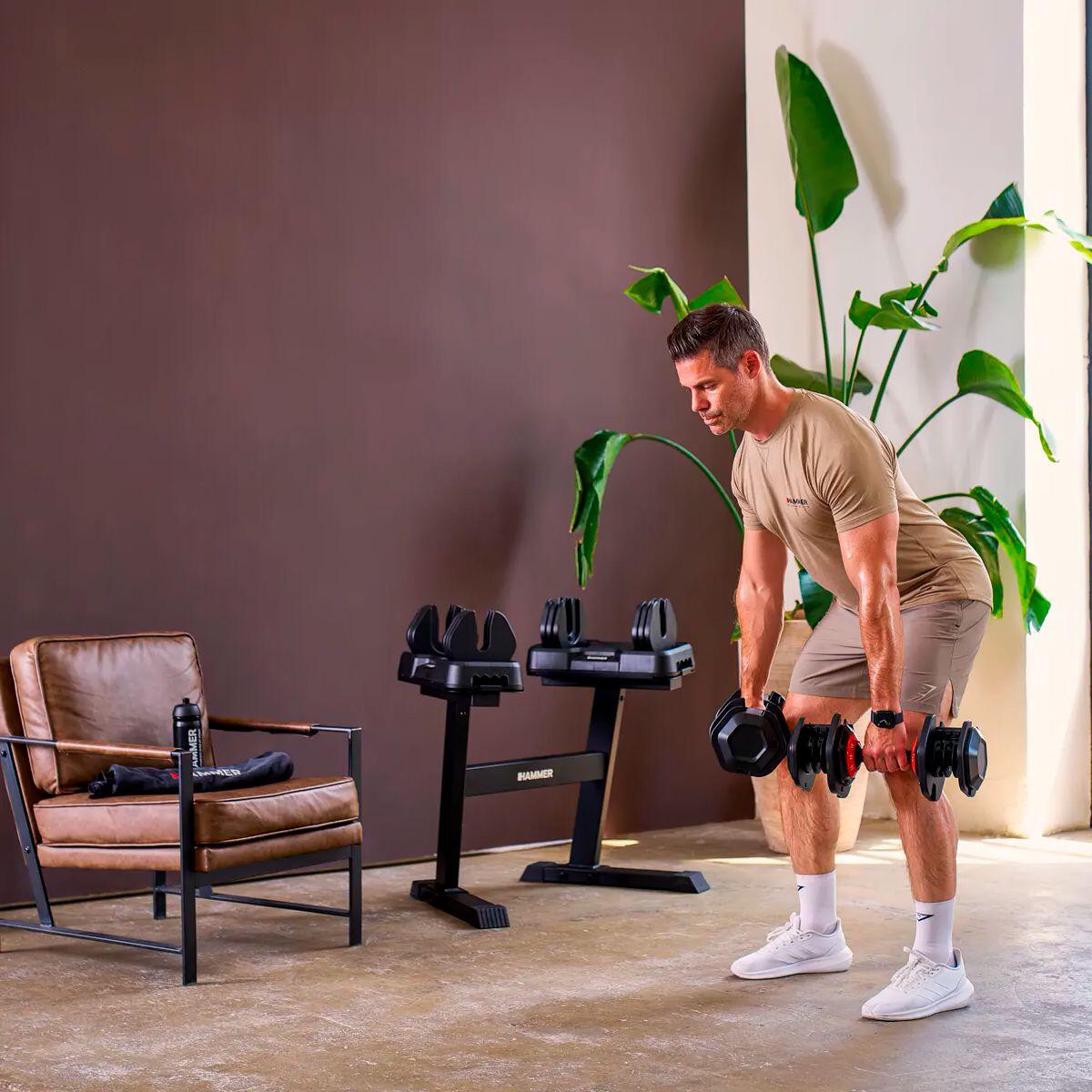 Set mancuernas STRONGLOCK 4.0 de 2x25 kg y soporte Hammer 4/7