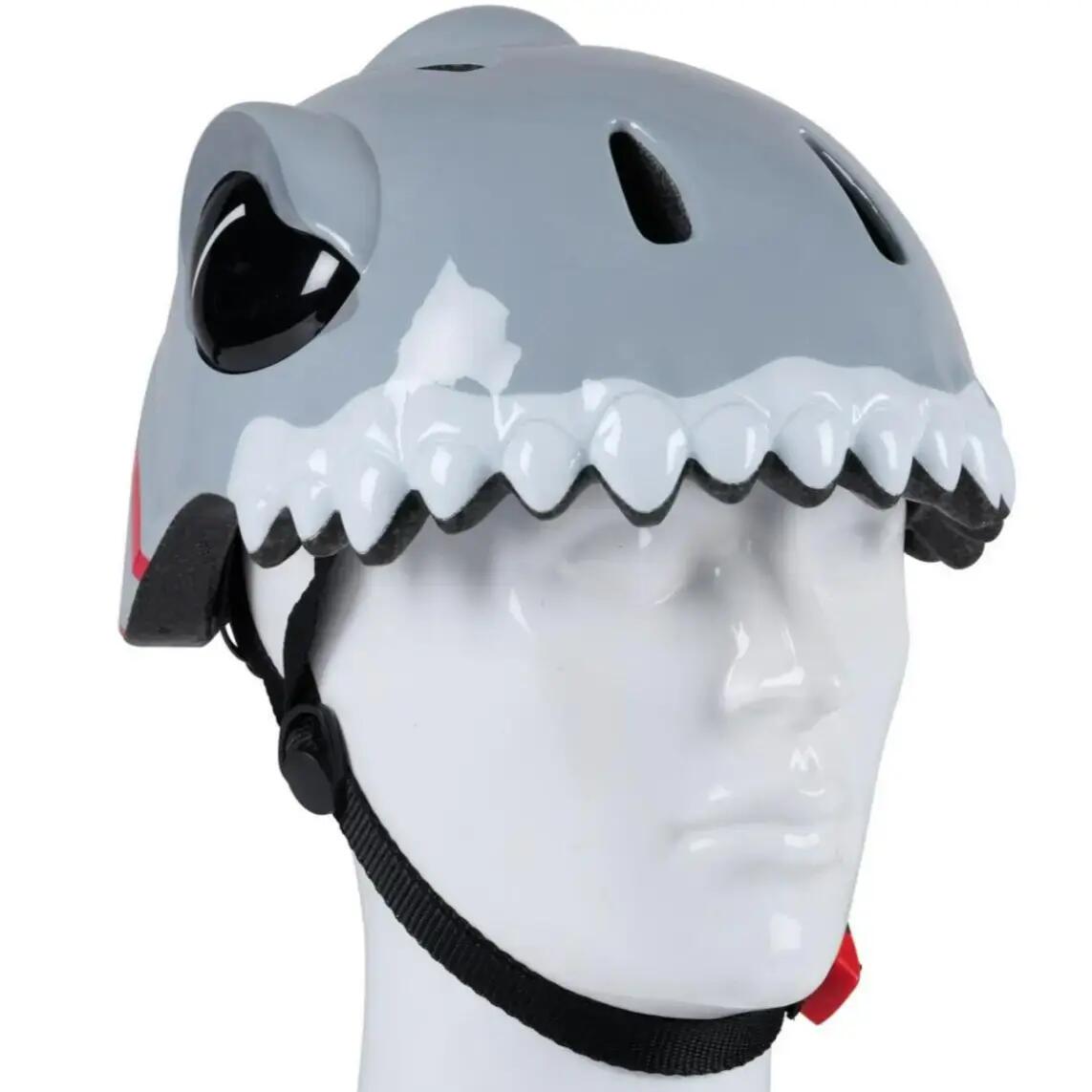Casca protectie copii, model rechin, reglabila 48-52 cm, curele, 12 orificii 6/7