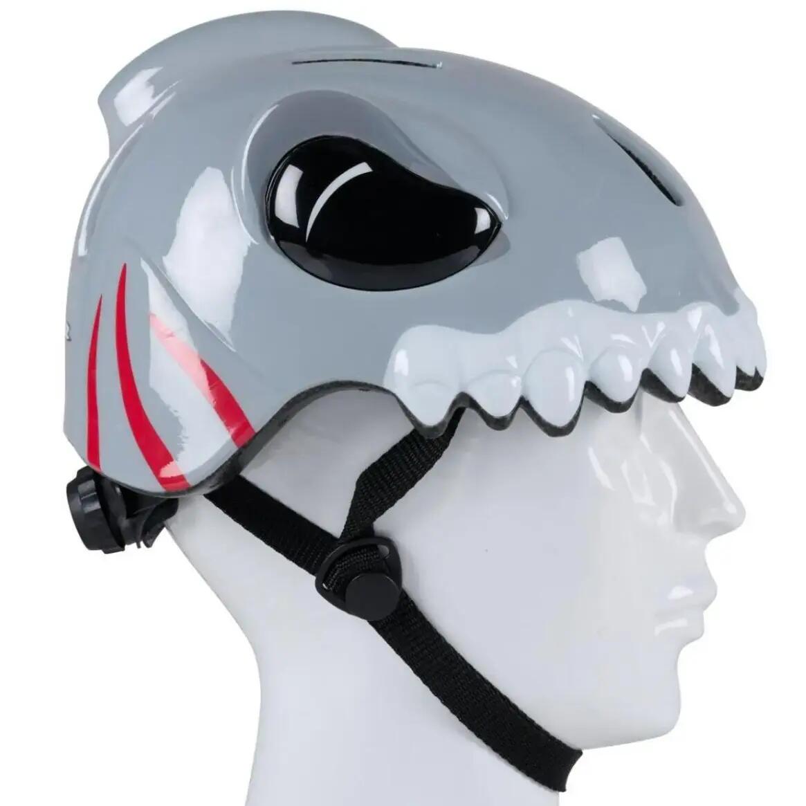 Casca protectie copii, model rechin, reglabila 48-52 cm, curele, 12 orificii 5/7