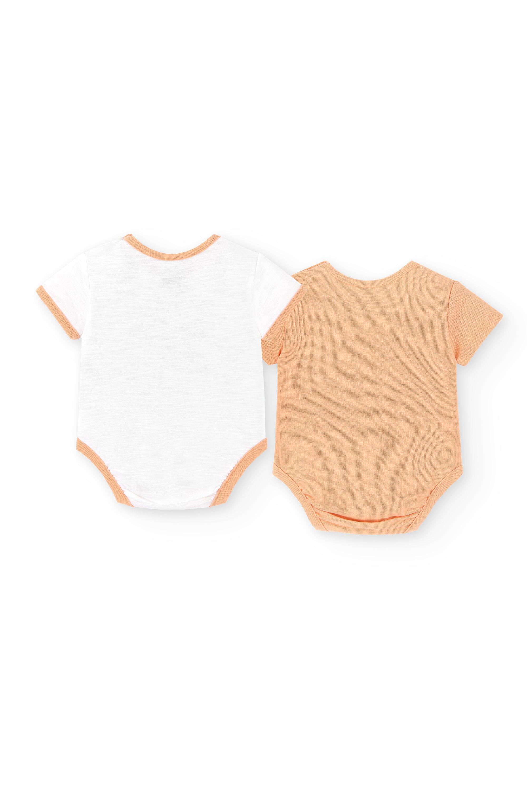 Pack 2 bodies algodón orgánico naranja y blanco recién nacido | Pequeños Hippies 3/5