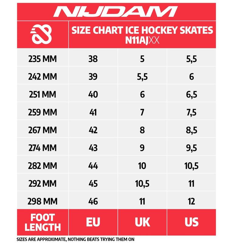 Patine hochey Nijdam Deluxe-Artic Rush, Negru, 41