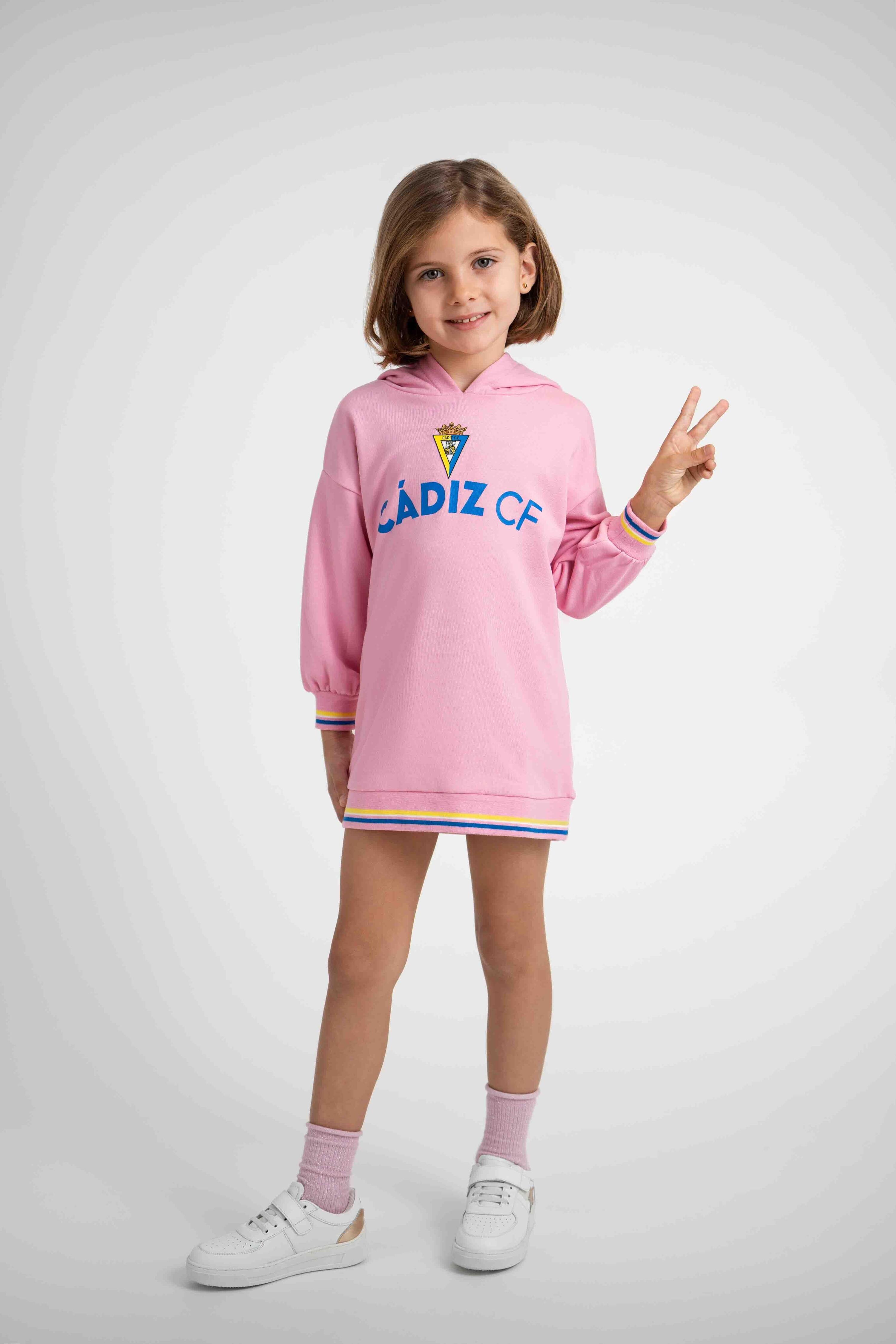 Vestido rosa com capuz para meninas - Cádiz CF 1/2
