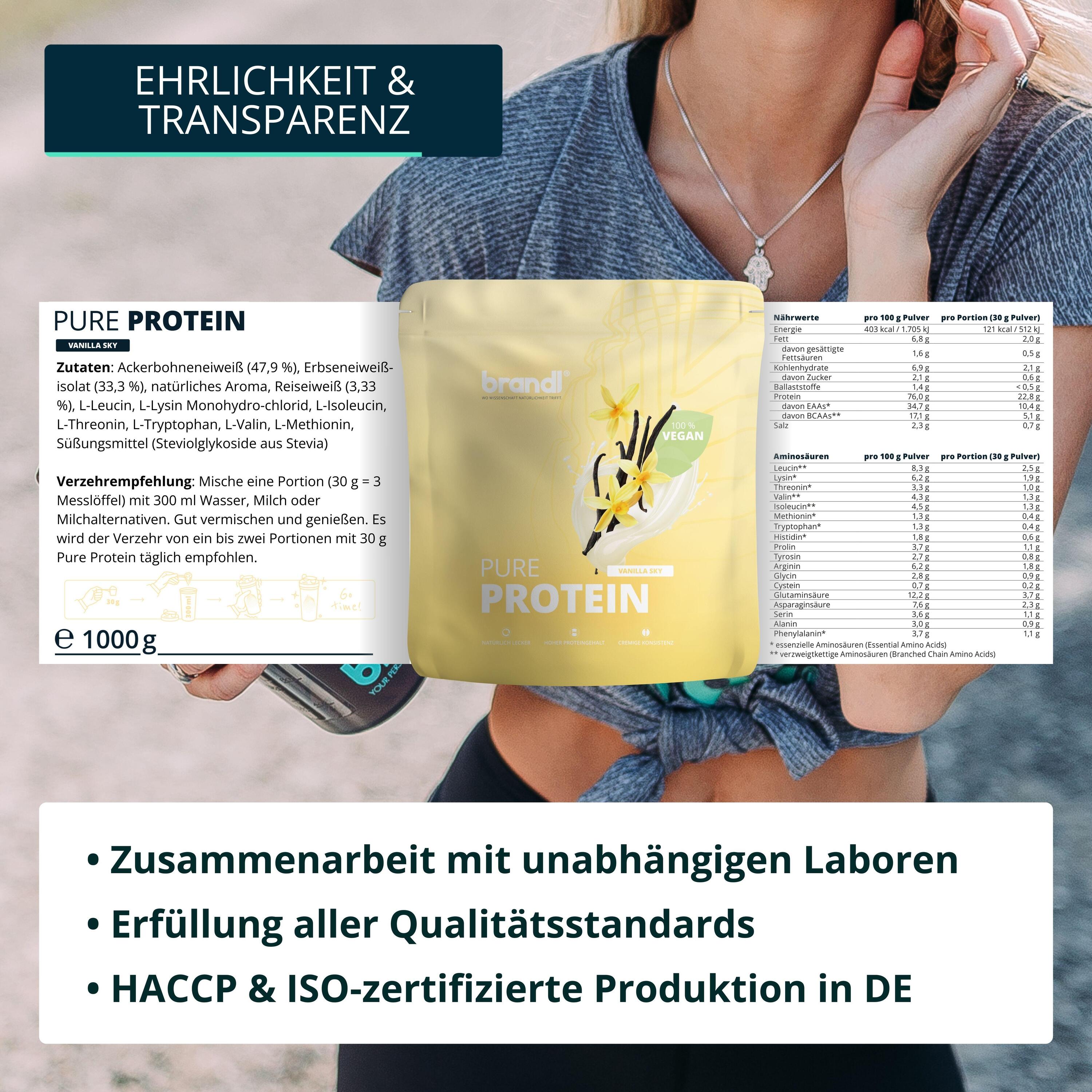 brandl® Pure Protein 2.0 Veganes Proteinpulver | Eiweißpulver Vegan 2/6